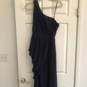 Max and Cleo Dusty Deep Blue Grecian Gown
